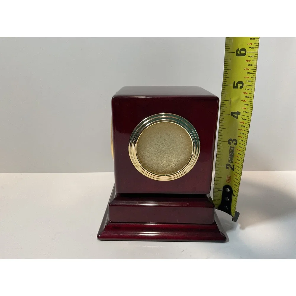 Elegant Desk Clock Thermometer Photo Frame 3 in 1 Cherry‎ Wood Finish